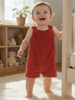 Monday’s Child Size 2 Kids Red Corduroy Short-all Romper